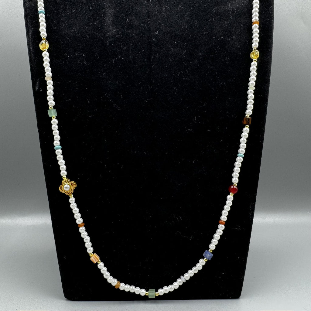 Pearl Natural Stone Bead Long Necklace N5335