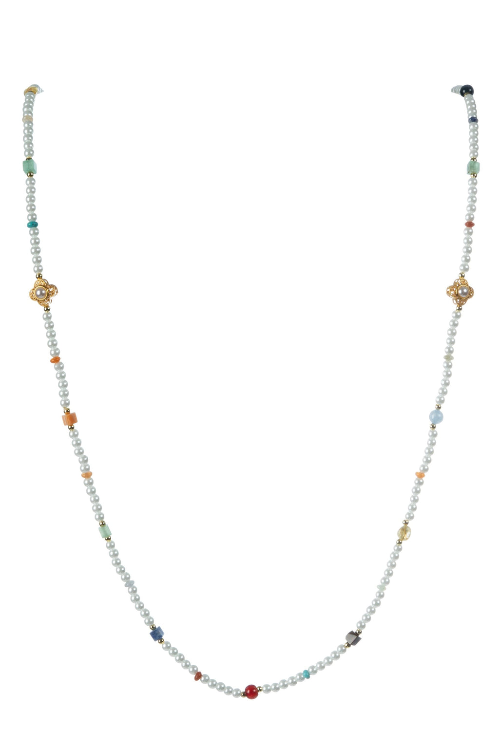 Pearl Natural Stone Bead Long Necklace N5335