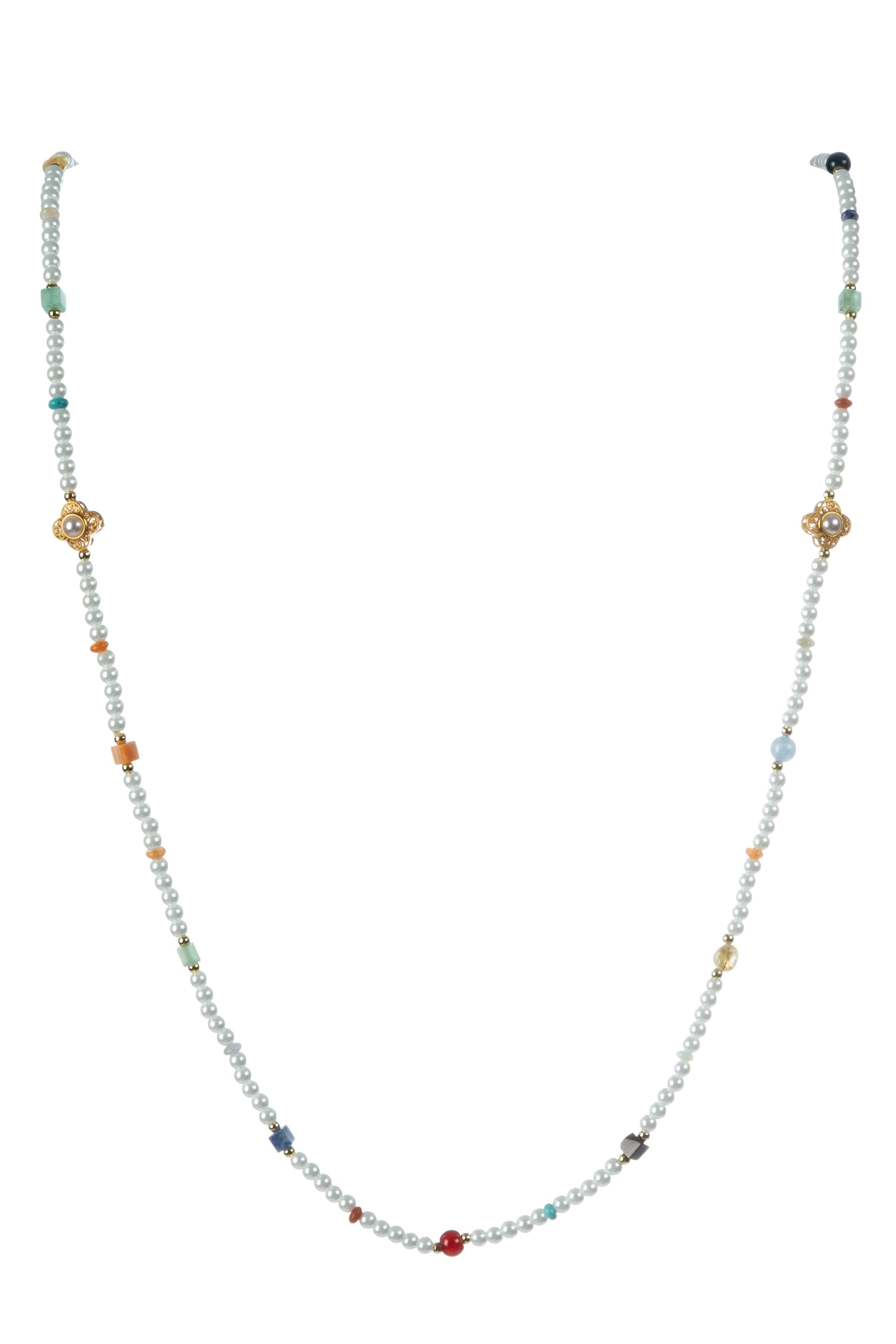 Pearl Natural Stone Bead Long Necklace N5335