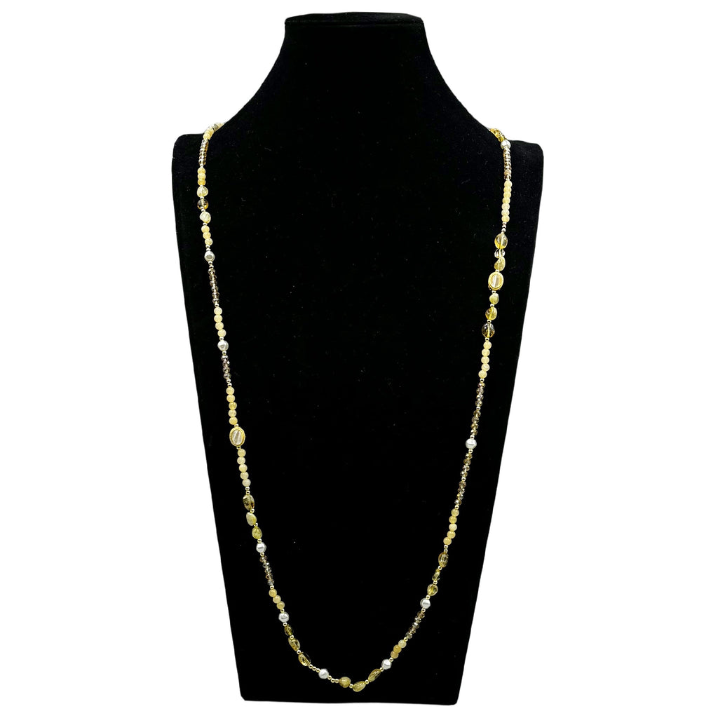 Chinese Style Bead Yellow Quartz Crystal Bead Necklace N5337