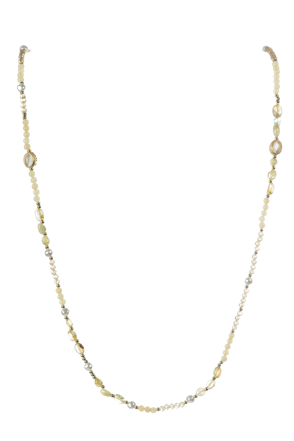 Chinese Style Bead Yellow Quartz Crystal Bead Necklace N5337