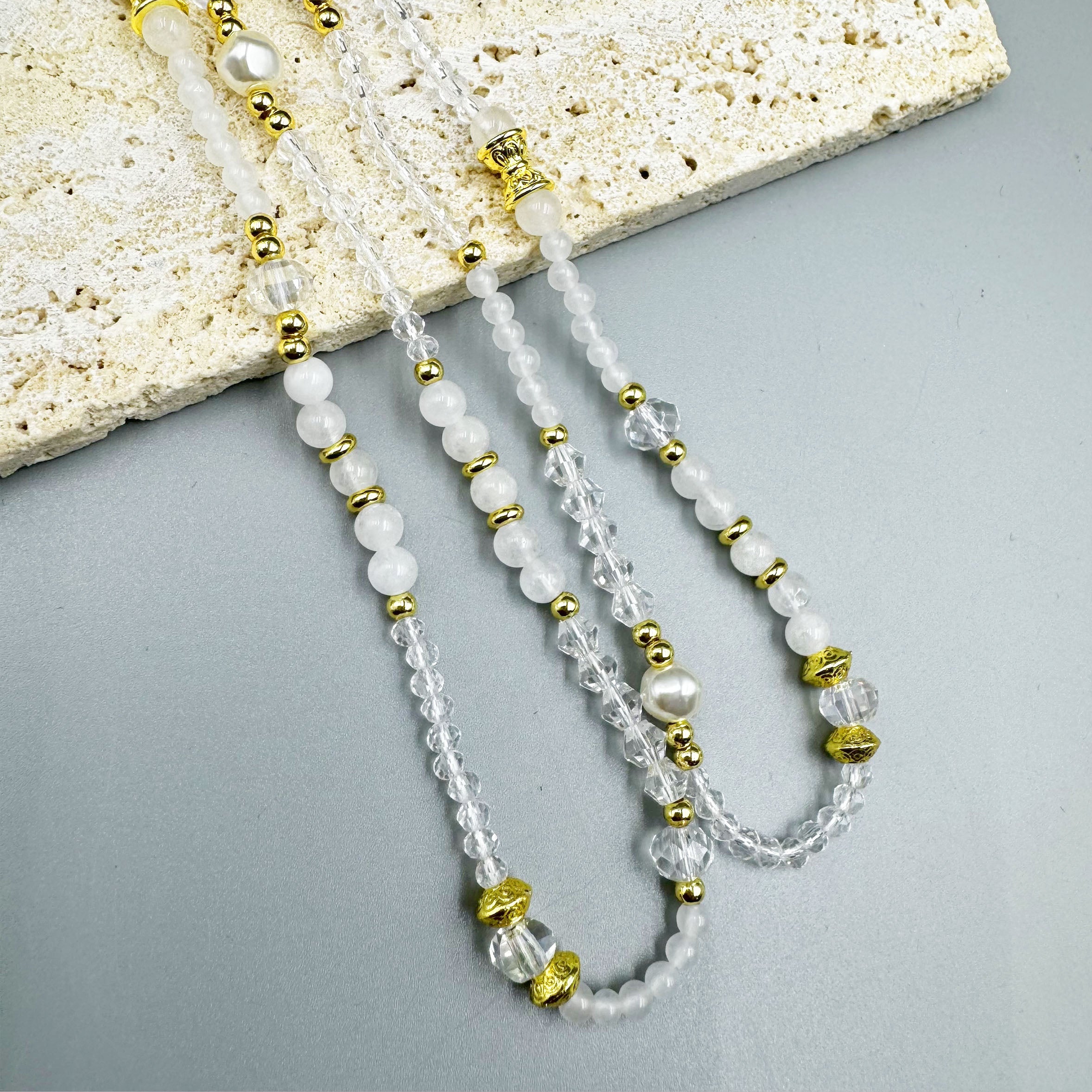 Crystal Stone Bead Long Necklace N5343