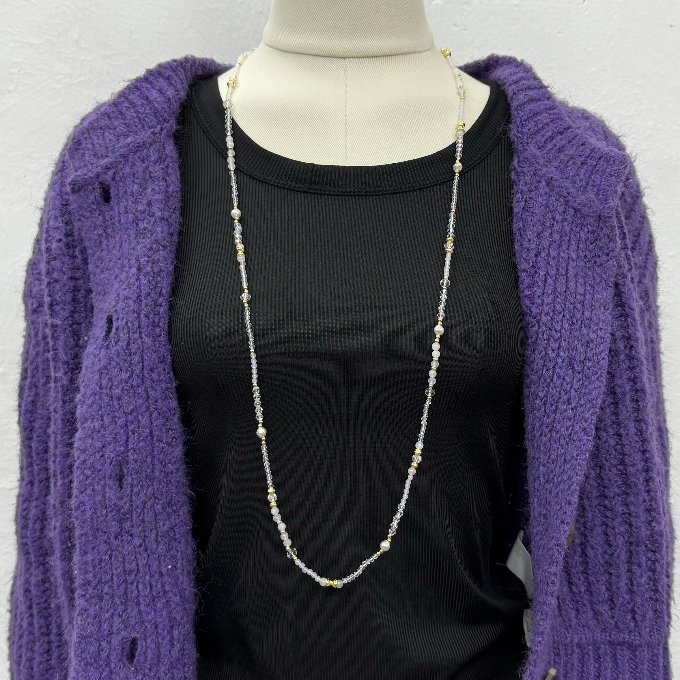 Crystal Stone Bead Long Necklace N5343