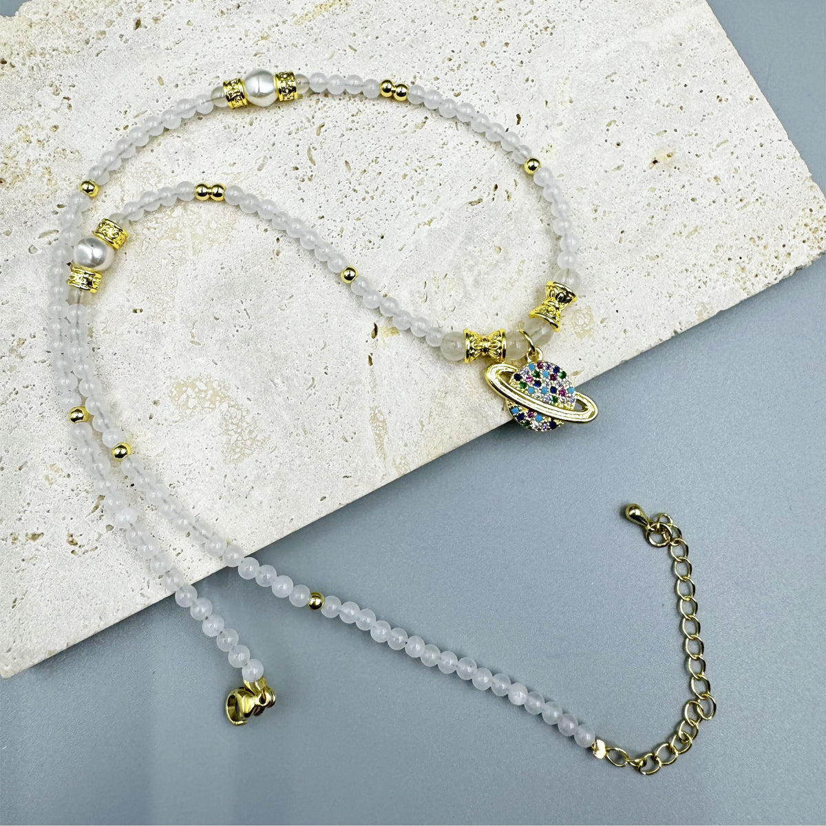Universe Cubic Zirconia Bead Necklace N5344