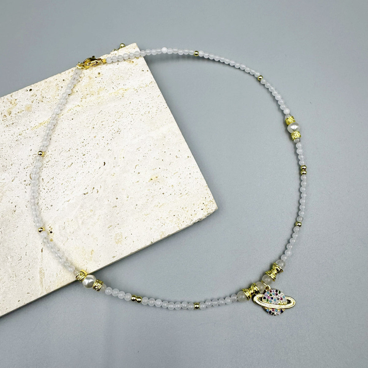 Universe Cubic Zirconia Bead Necklace N5344