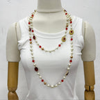 Baroque Rhinestone Glasses Bead  Long Necklace N5346