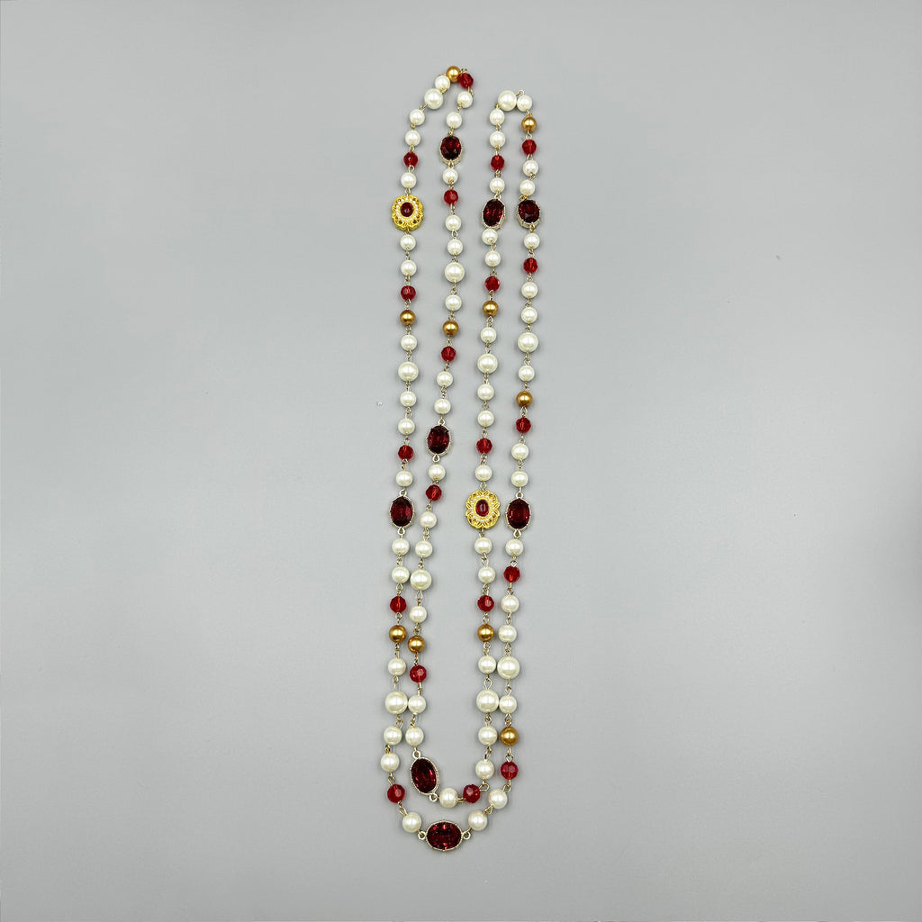 Baroque Rhinestone Glasses Bead  Long Necklace N5346