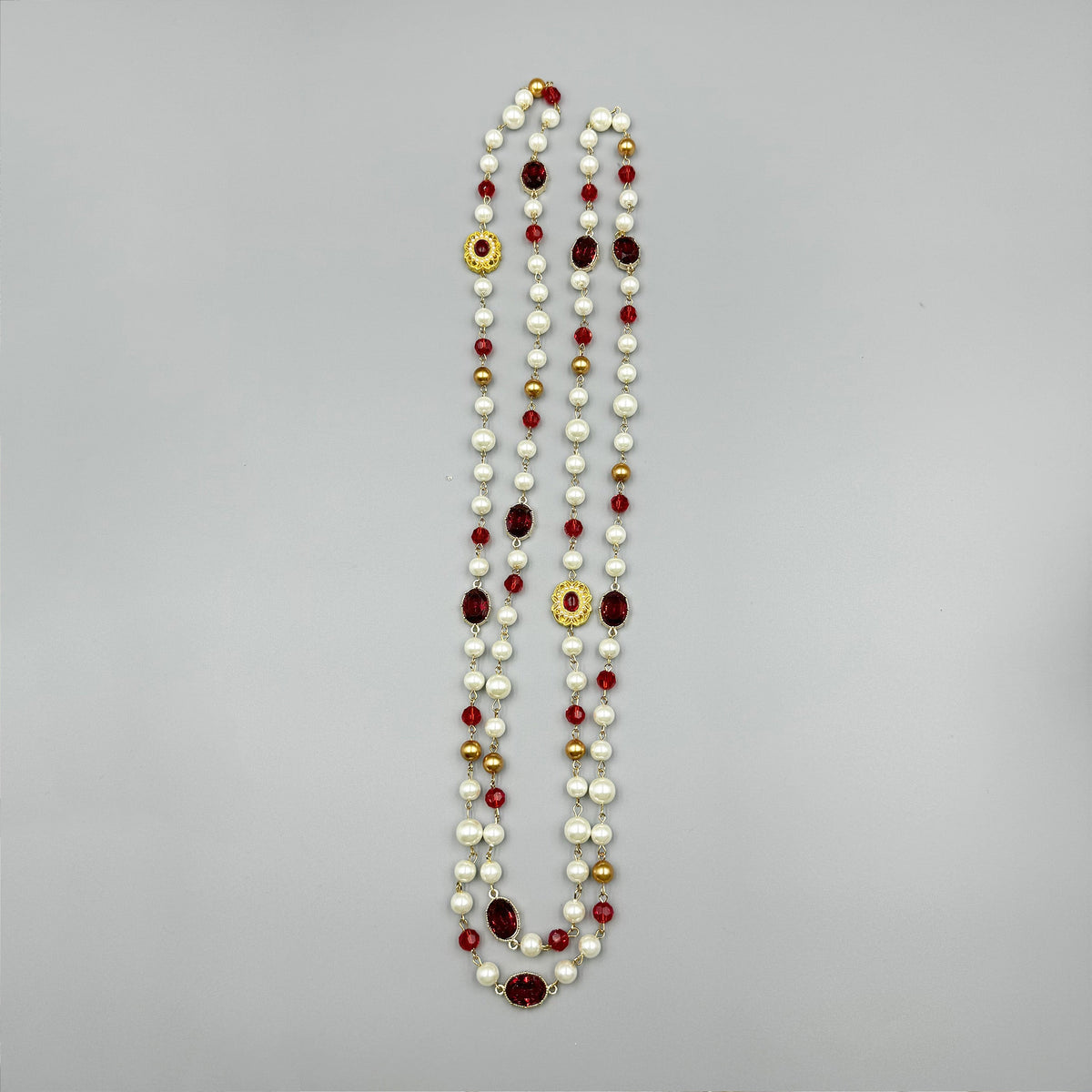 Baroque Rhinestone Glasses Bead  Long Necklace N5346