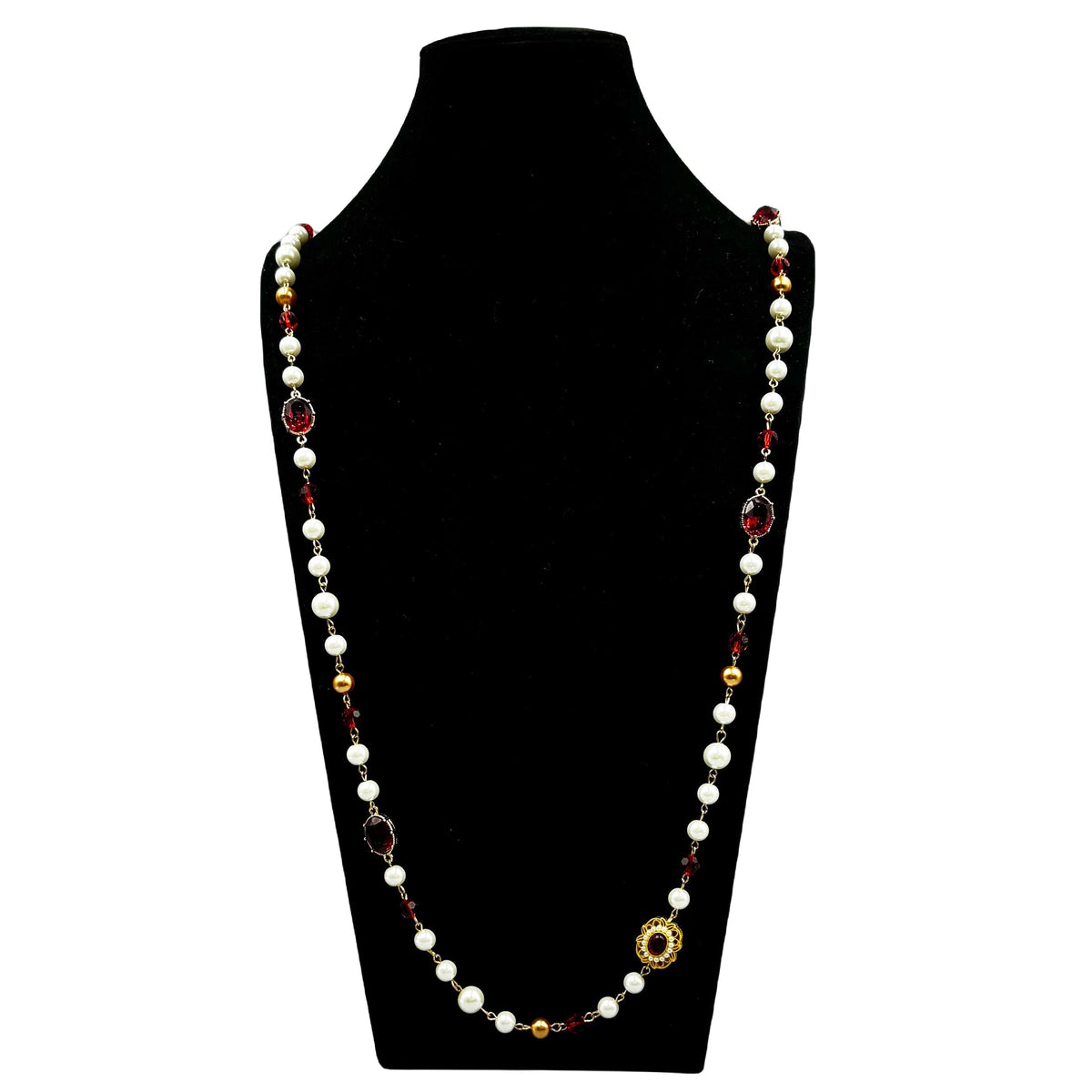 Baroque Rhinestone Glasses Bead  Long Necklace N5346