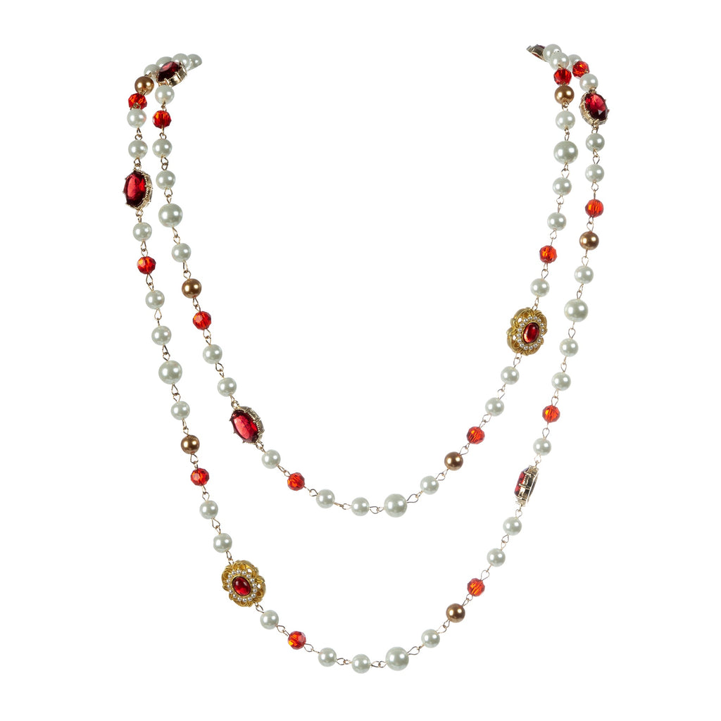 Baroque Rhinestone Glasses Bead  Long Necklace N5346
