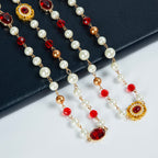 Baroque Rhinestone Glasses Bead  Long Necklace N5346