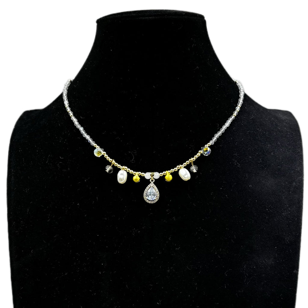 Teardrop Pendant Labradorite Stone Short Necklace N5347