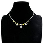 Teardrop Pendant Labradorite Stone Short Necklace N5347