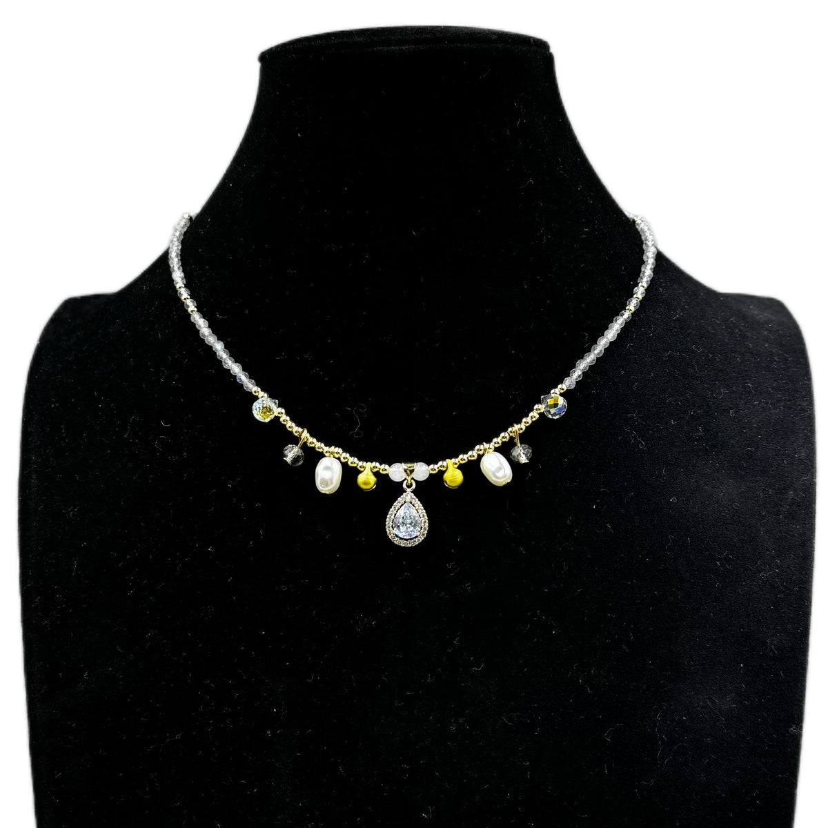 Teardrop Pendant Labradorite Stone Short Necklace N5347