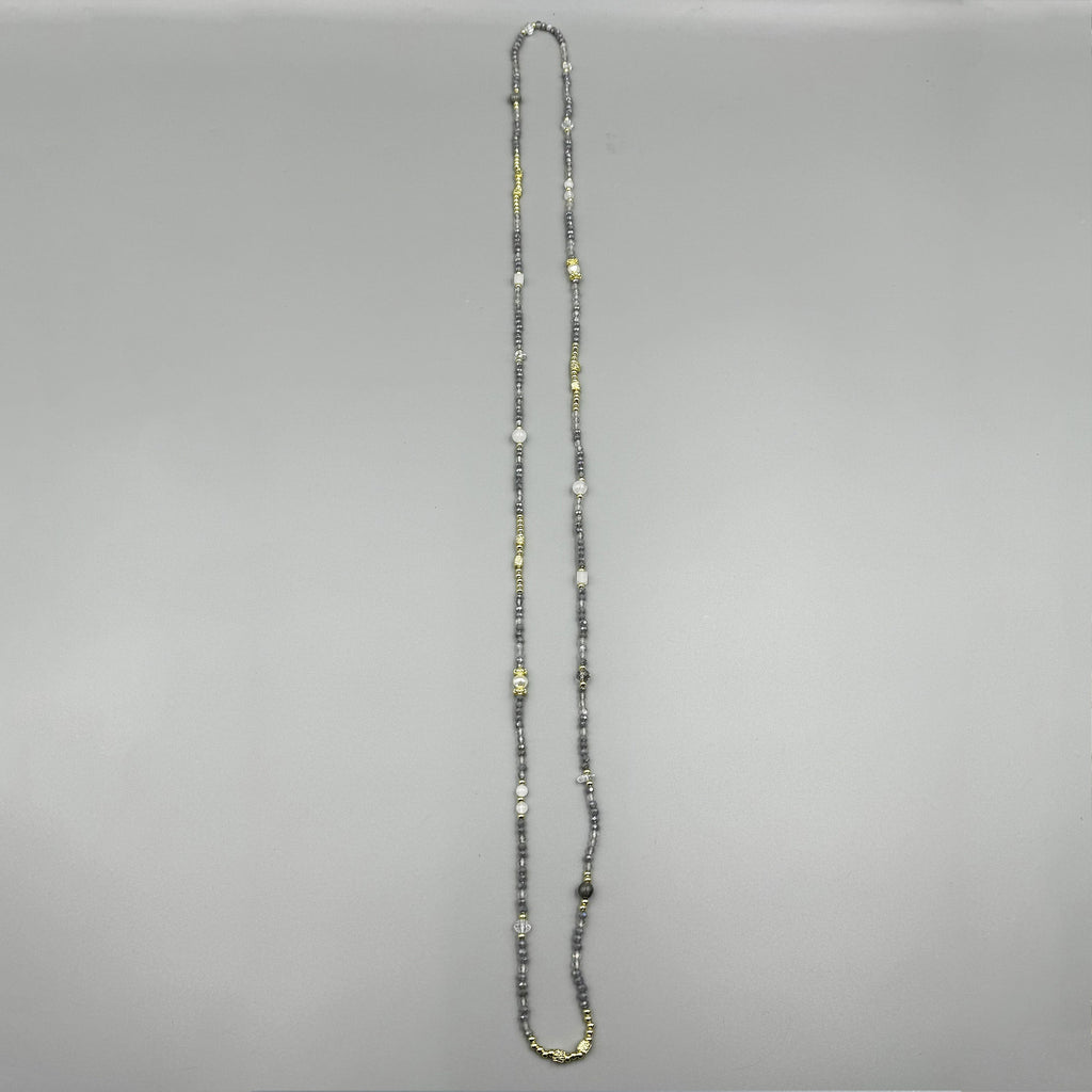 Crystal Labradorite Stone Bead Long Necklace N5348