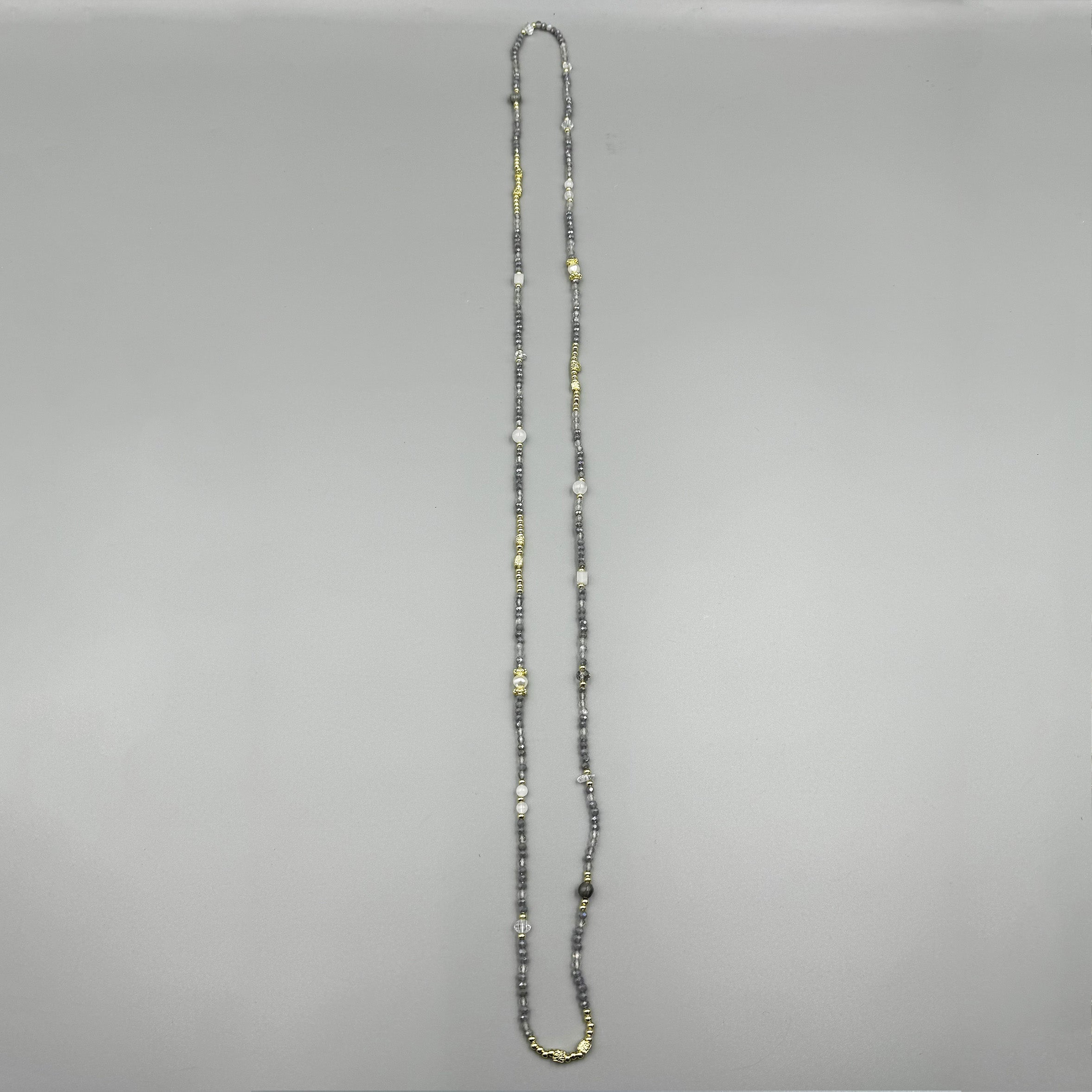 Crystal Labradorite Stone Bead Long Necklace N5348