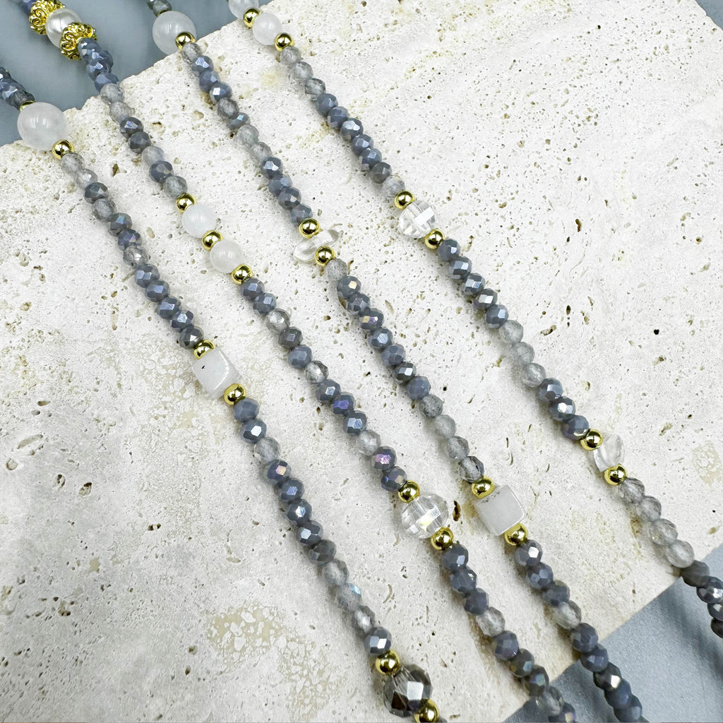 Crystal Labradorite Stone Bead Long Necklace N5348
