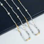 Crystal Labradorite Stone Bead Long Necklace N5348