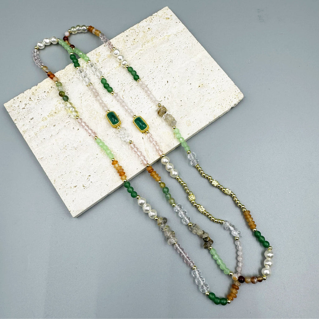 Crystal Natural Stone Bead Long Necklace N5349