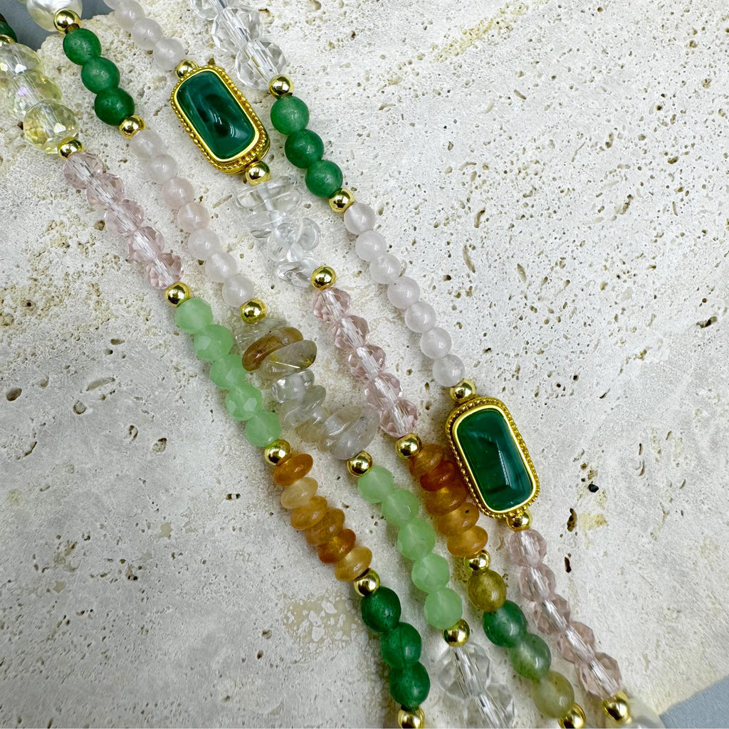 Crystal Natural Stone Bead Long Necklace N5349