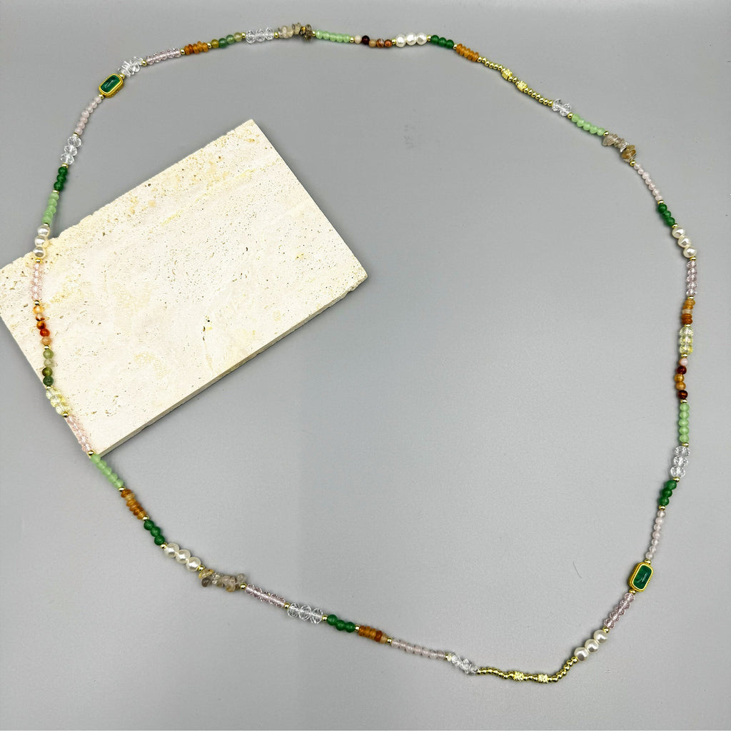 Crystal Natural Stone Bead Long Necklace N5349