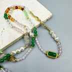 Crystal Natural Stone Bead Long Necklace N5349