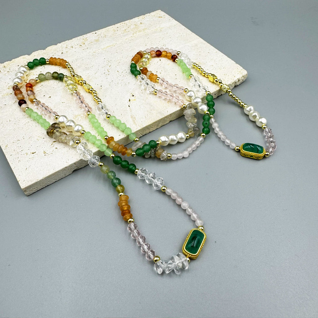 Crystal Natural Stone Bead Long Necklace N5349