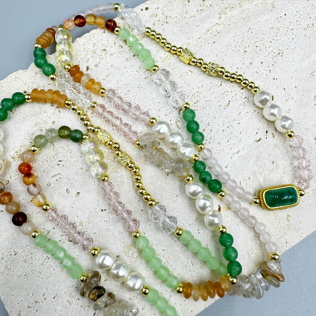 Crystal Natural Stone Bead Long Necklace N5349