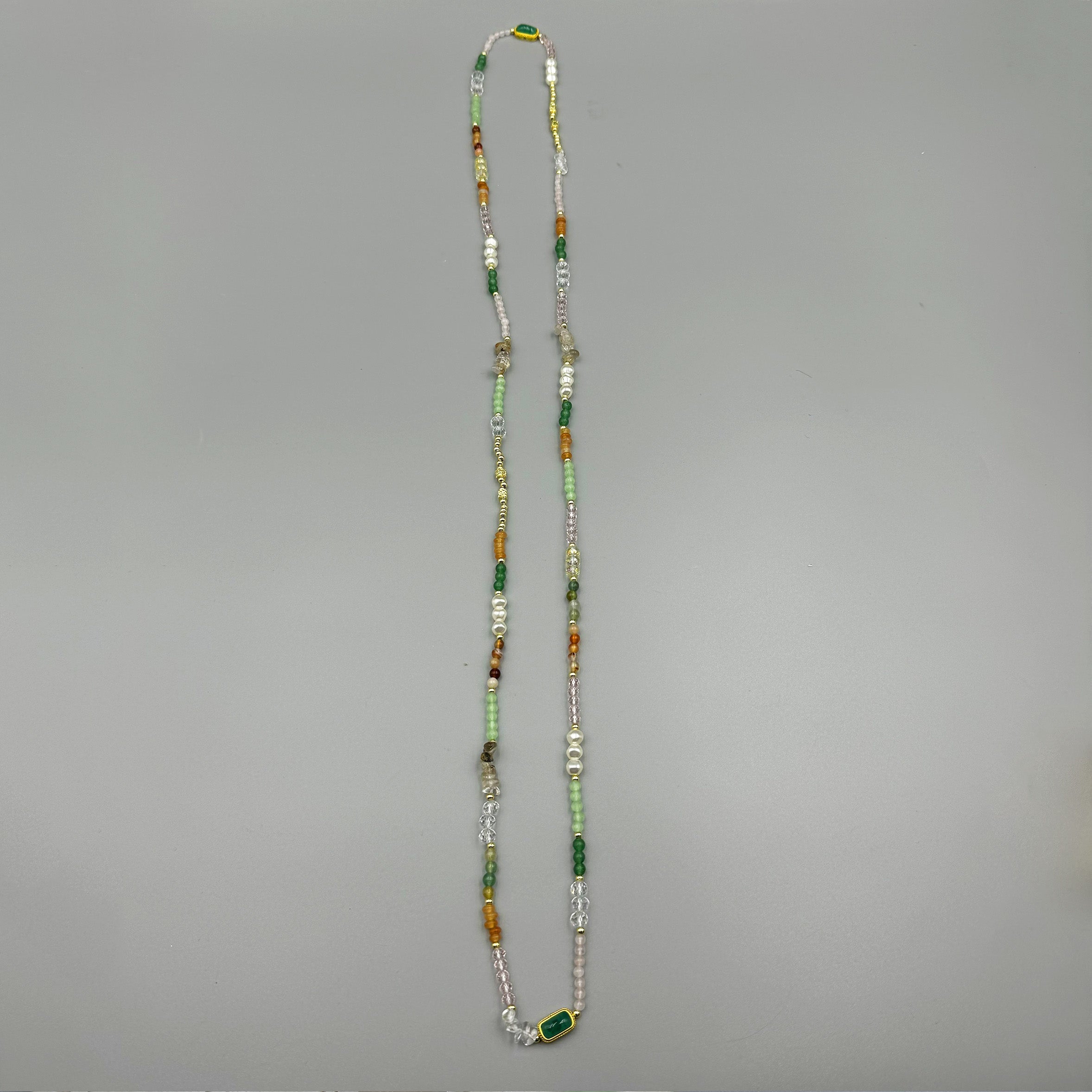 Crystal Natural Stone Bead Long Necklace N5349