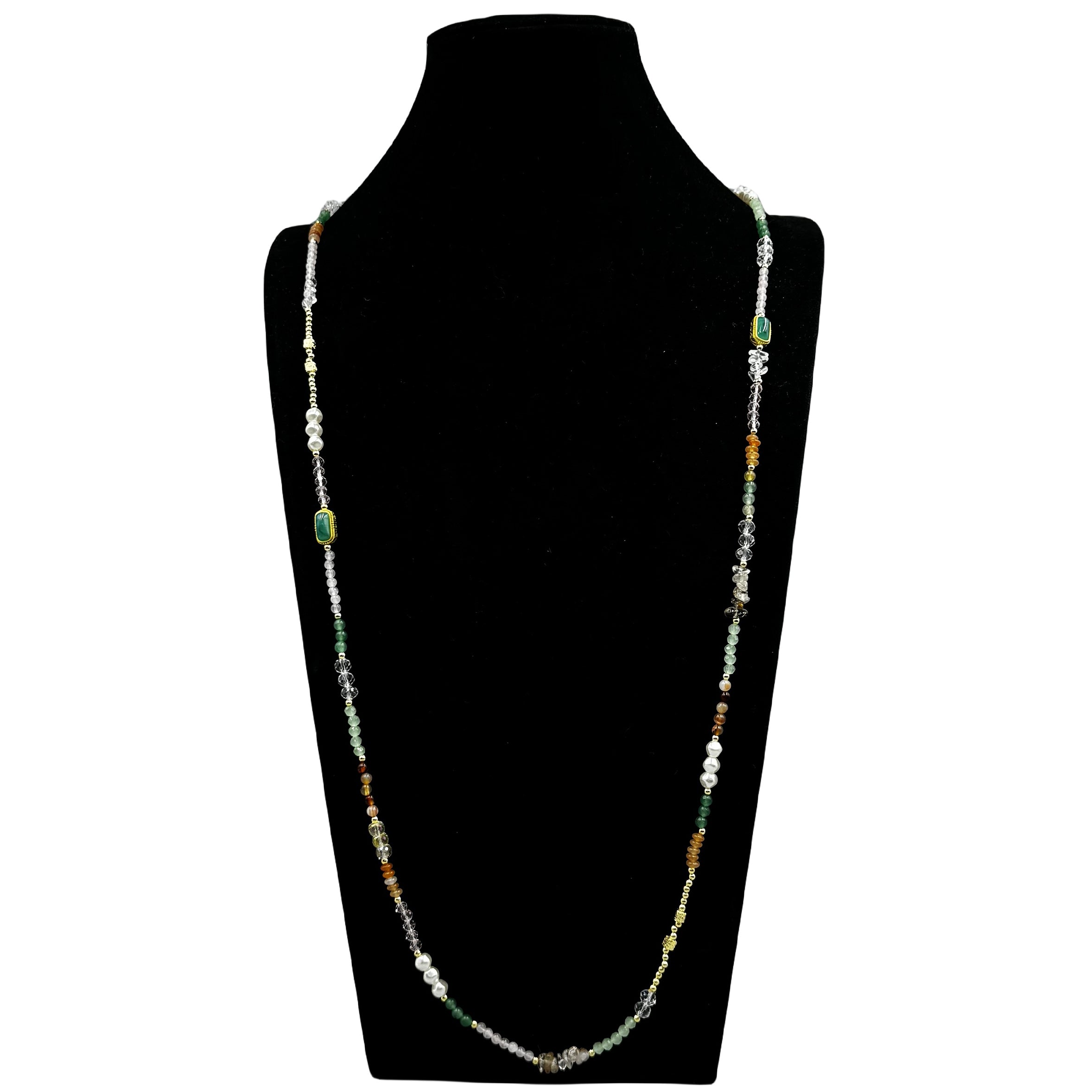 Crystal Natural Stone Bead Long Necklace N5349