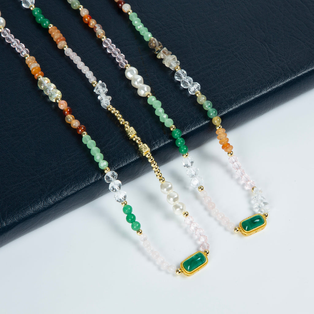 Crystal Natural Stone Bead Long Necklace N5349