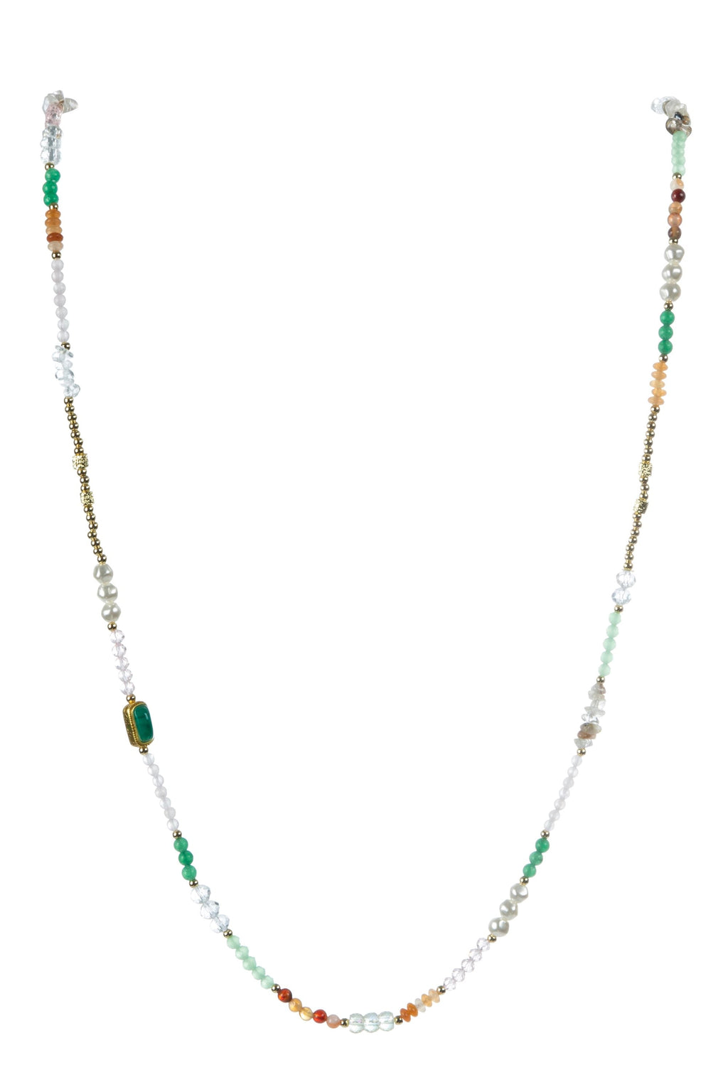 Crystal Natural Stone Bead Long Necklace N5349