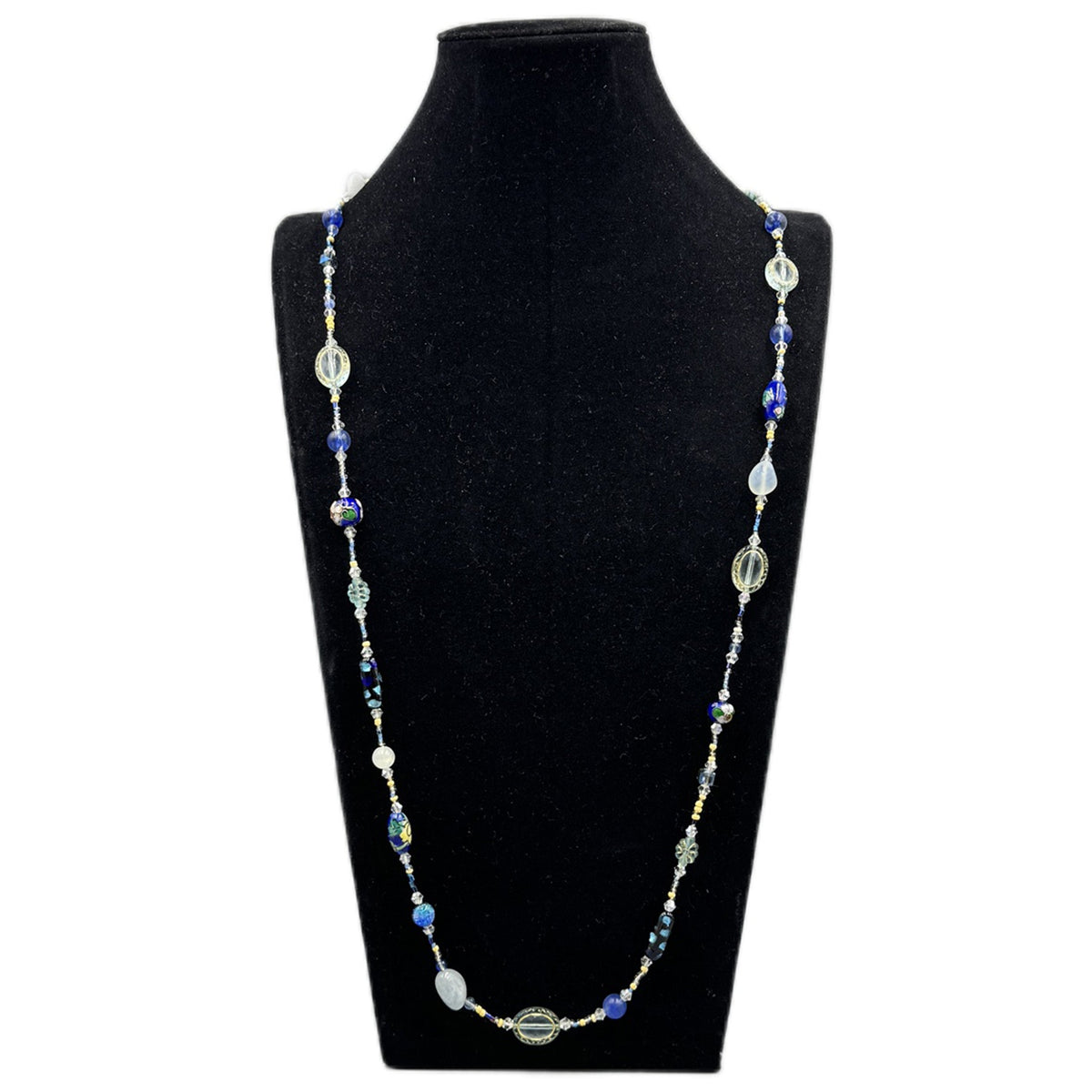 Aquamarine Glaze Crystal Long Necklace N5355
