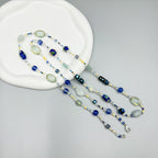 Aquamarine Glaze Crystal Long Necklace N5355