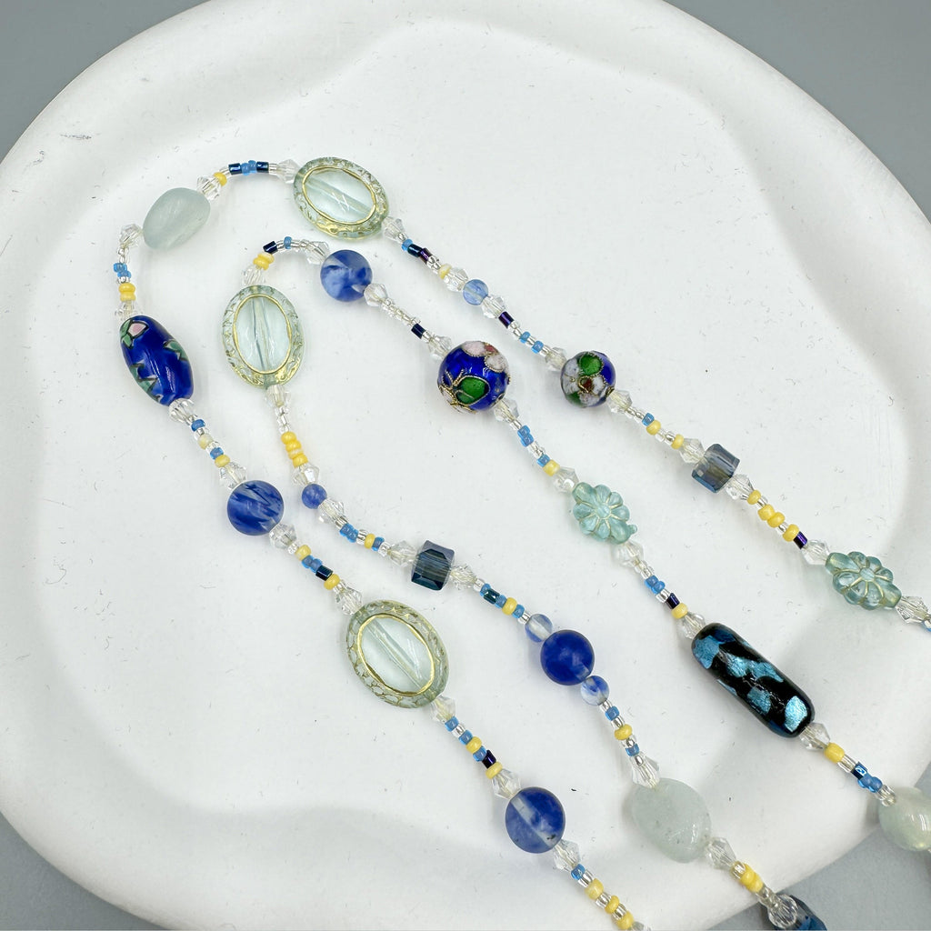 Aquamarine Glaze Crystal Long Necklace N5355