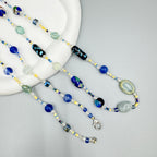 Aquamarine Glaze Crystal Long Necklace N5355