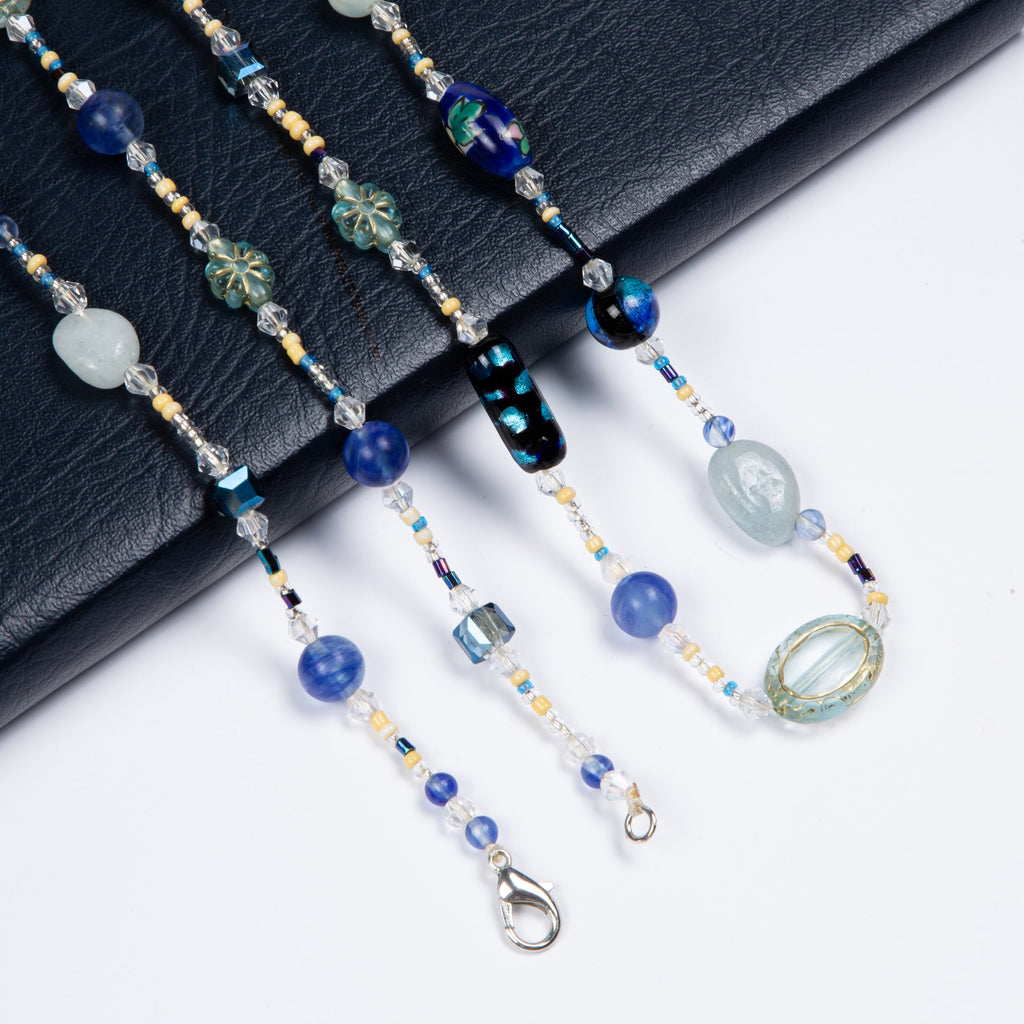 Aquamarine Glaze Crystal Long Necklace N5355