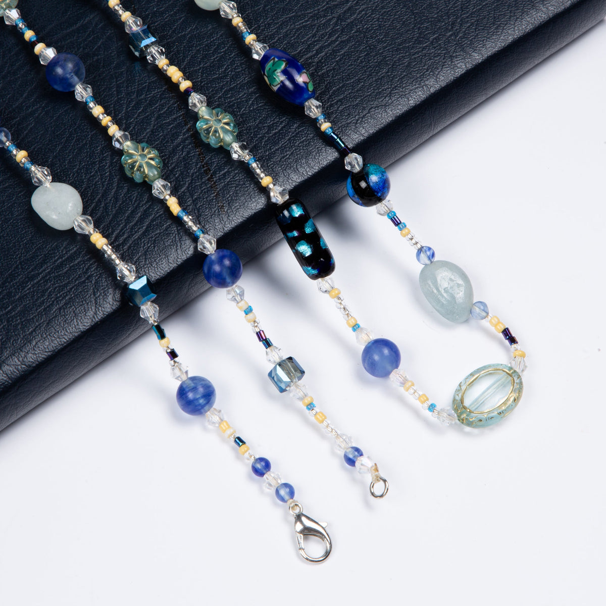 Aquamarine Glaze Crystal Long Necklace N5355