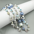 Evil Eye Crystal Bead Braided Long Necklace N5358