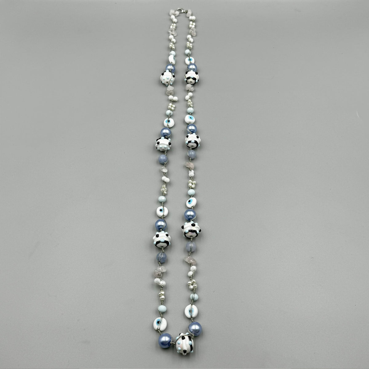 Evil Eye Crystal Bead Braided Long Necklace N5358