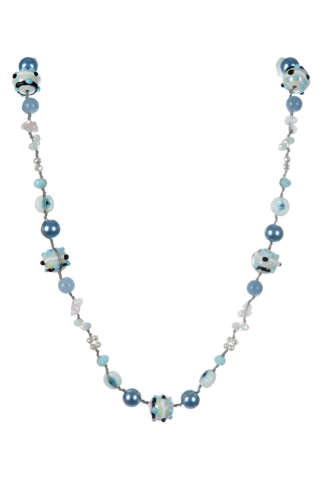 Evil Eye Crystal Bead Braided Long Necklace N5358