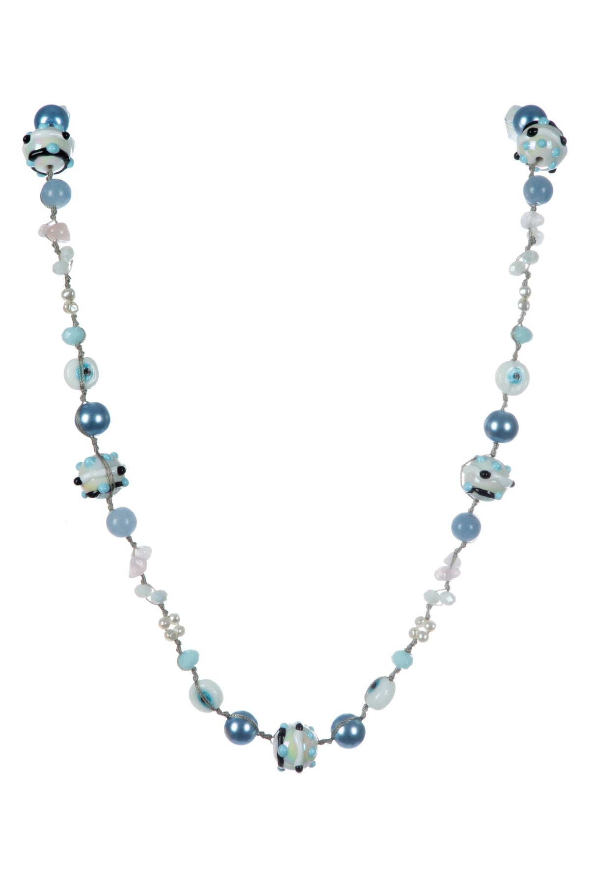 Evil Eye Crystal Bead Braided Long Necklace N5358