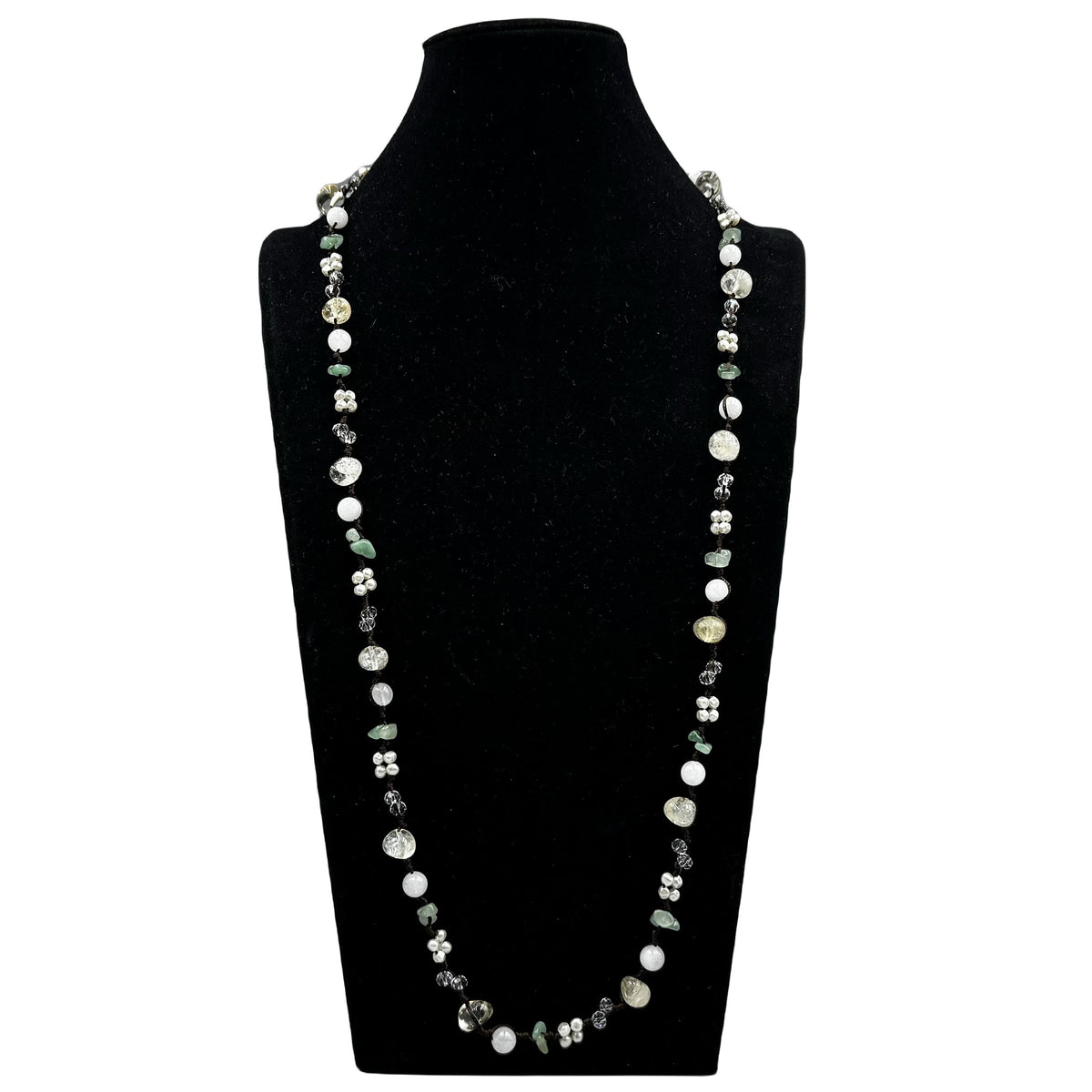 Handmade Braided Yellow Quartz Long Necklace N5368