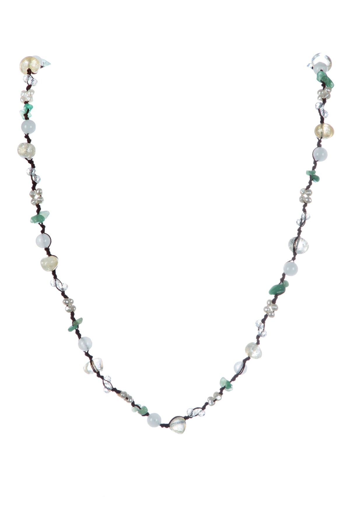 Handmade Braided Yellow Quartz Long Necklace N5368