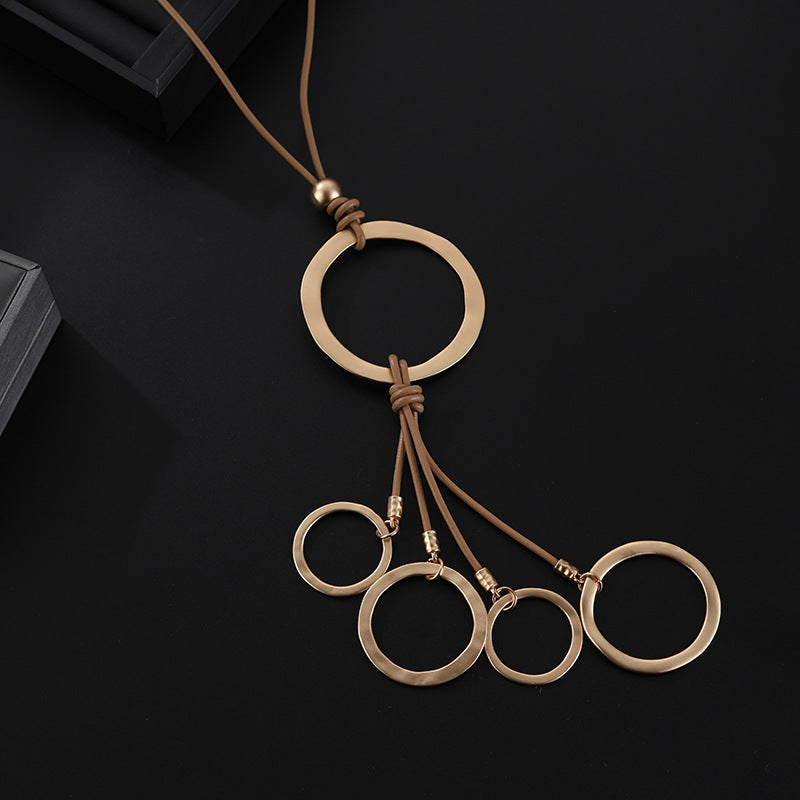 Geometric Circle Tassel Long Necklace N5382