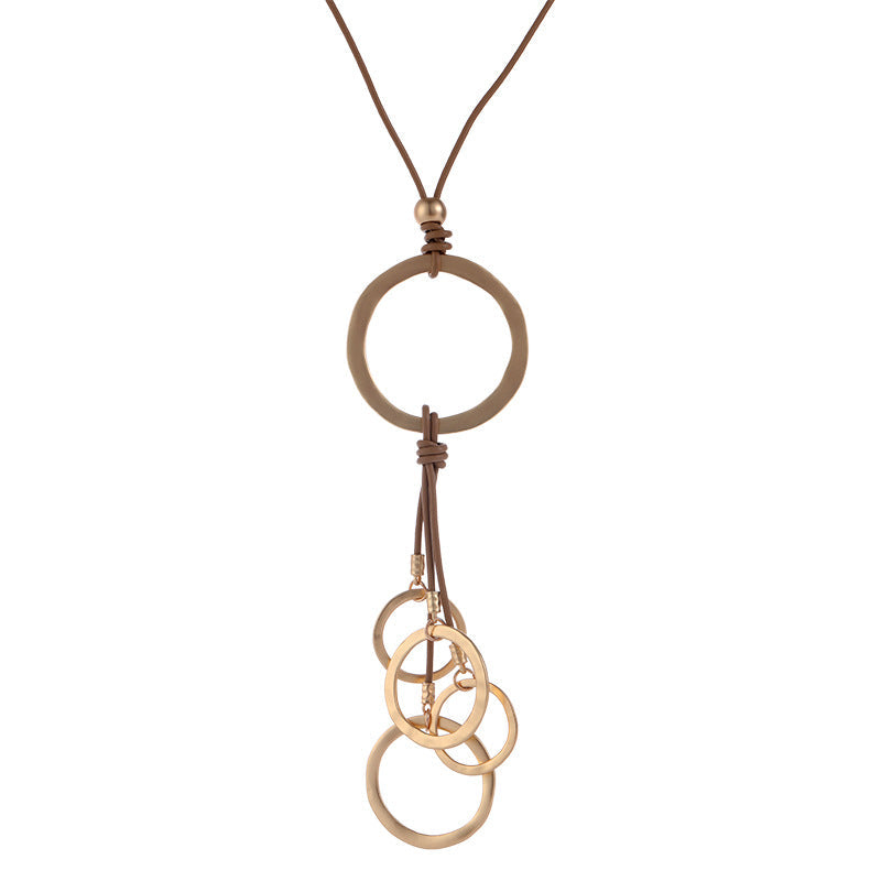 Geometric Circle Tassel Long Necklace N5382