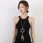 Geometric Circle Tassel Long Necklace N5382
