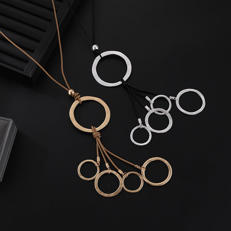 Geometric Circle Tassel Long Necklace N5382