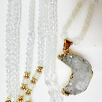 Druzy Pendant Crystal Bead Necklace N5389