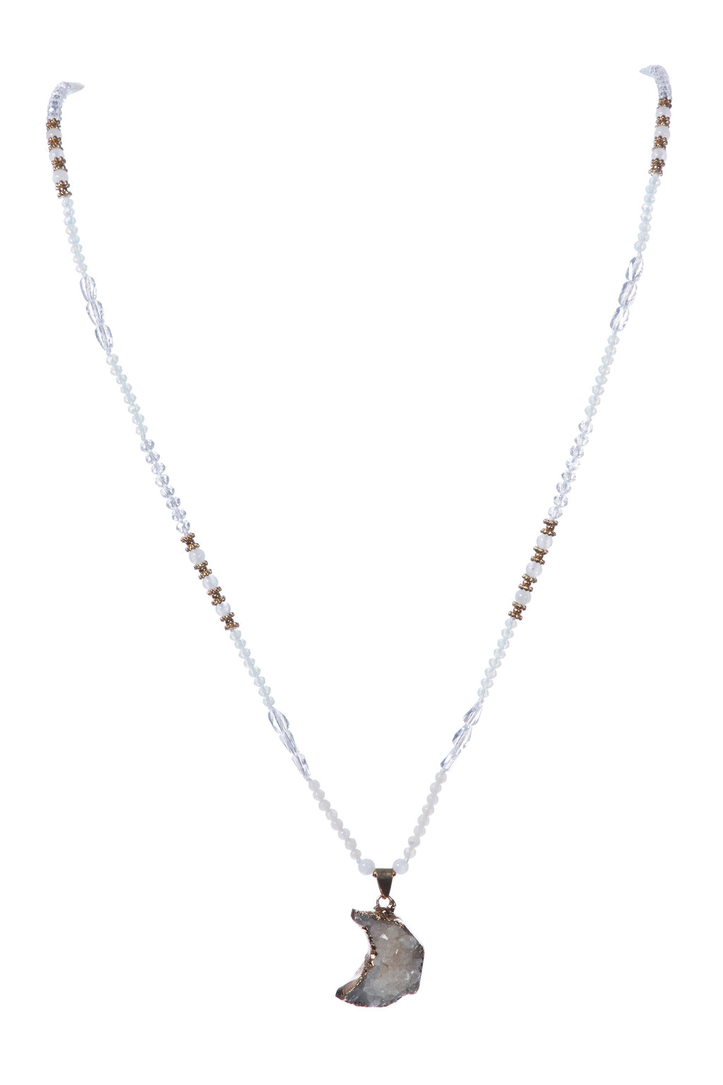 Druzy Pendant Crystal Bead Necklace N5389
